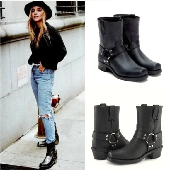 Frye Harness 8R Womens Boots - Black Size 9.5 - Moto Boots - Picture 5 of 16
